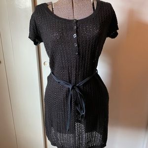 Black Sweater Dress with button detail